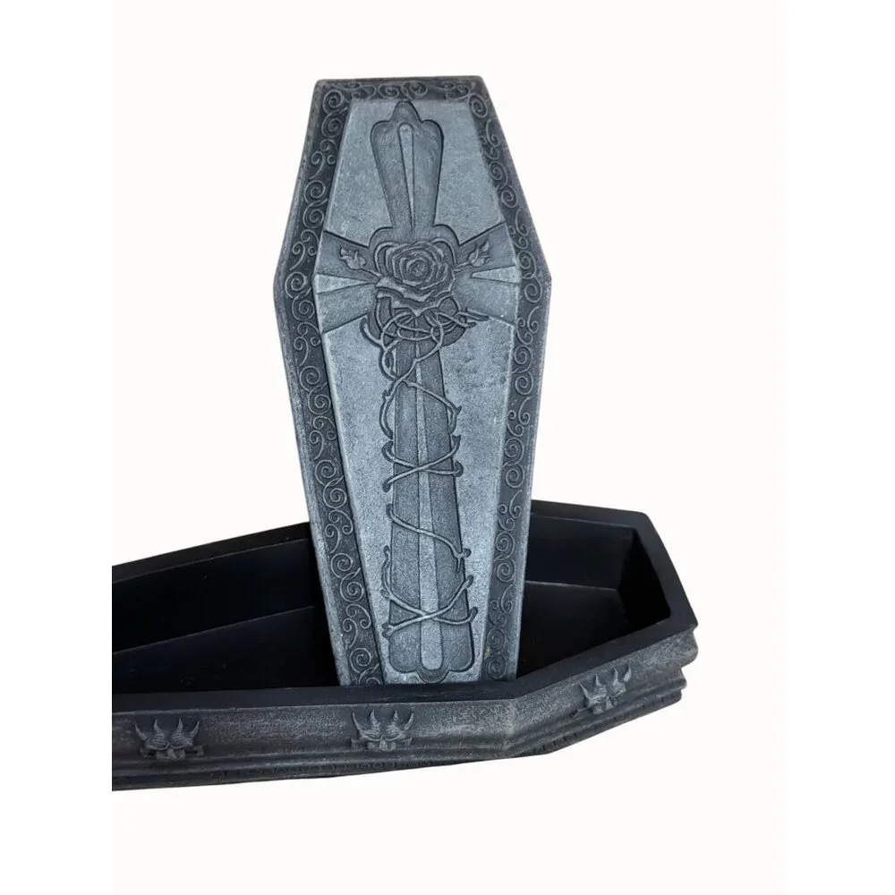 Summit‎ Gargoyle Coffin Trinket Box With Gothic Rose & Cross Design